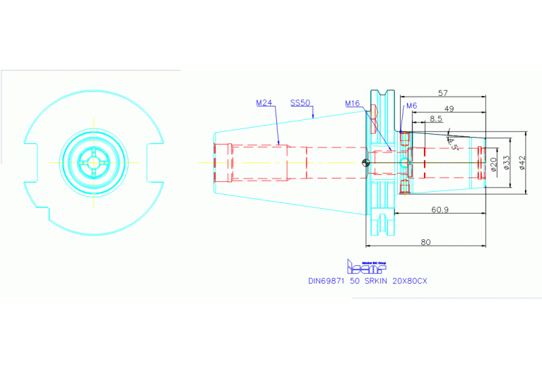 DIN69871 50 SRKIN 20X80CX