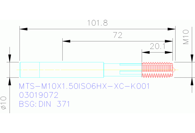 MTS-M10X1.50ISO6HX-XC-K001