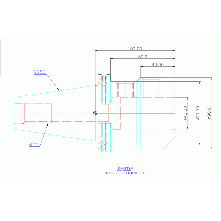 DIN69871 50 EM40X100 B