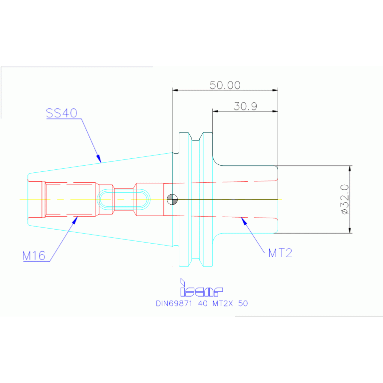 DIN69871 40 MT2X 50