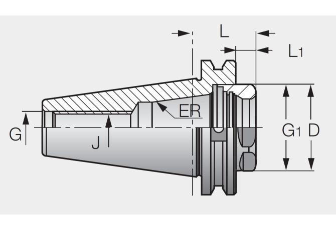 DIN69871 50 ER40 SHORT