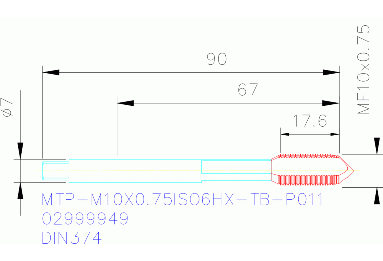 MTP-M10X0.75ISO6HX-TB-P011