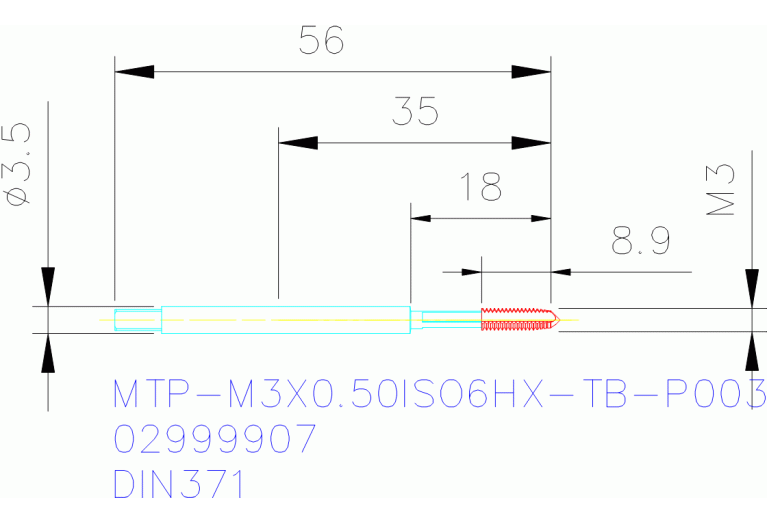 MTP-M3X0.50ISO6HX-TB-P003