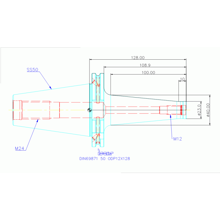 DIN69871 50 ODP12X128