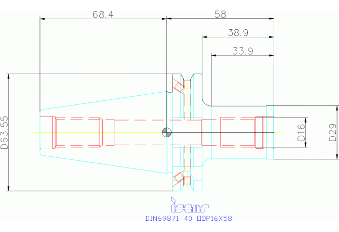 DIN69871 40 ODP16X58