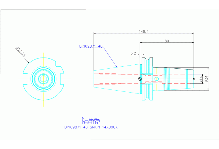 DIN69871 40 SRKIN 14X80CX