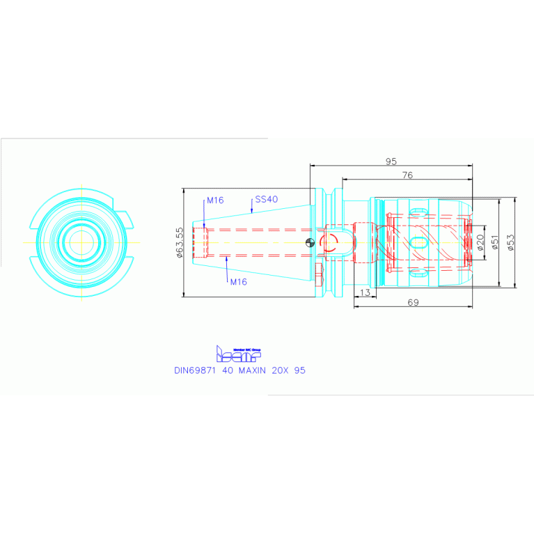 DIN69871 40 MAXIN 20X 95