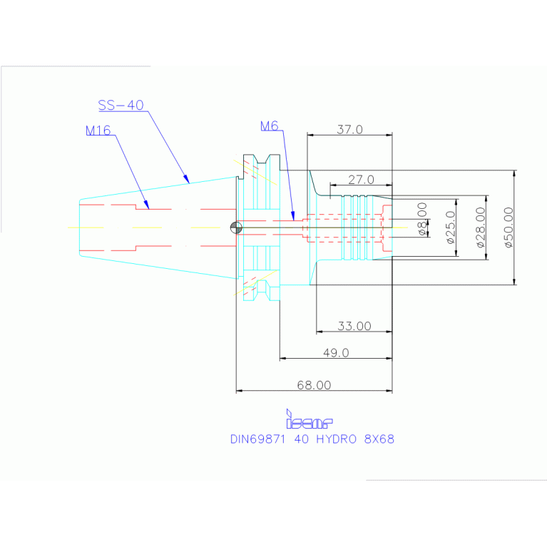 DIN69871 40 HYDRO 8X68