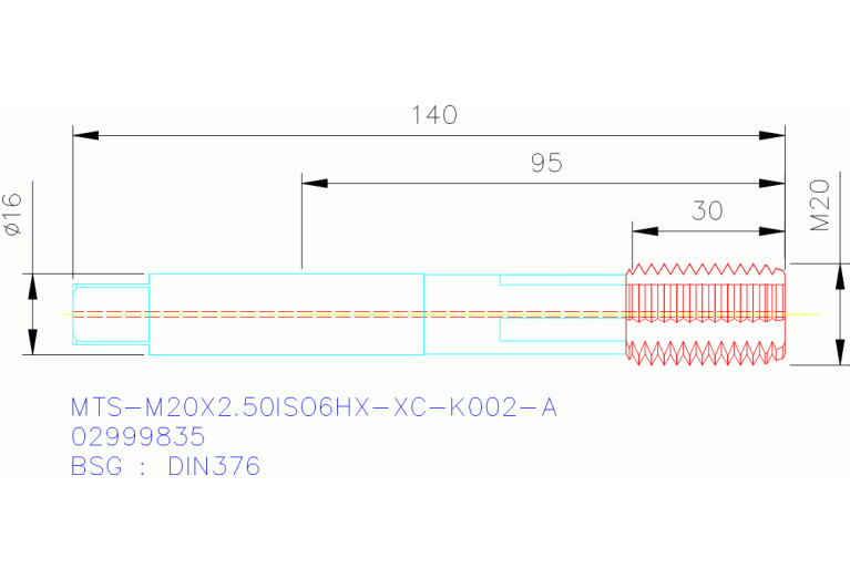 MTS-M20X2.50ISO6HX-XC-K002-A