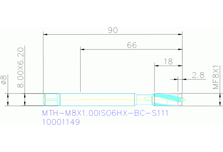 MTH-M8X1.00ISO6HX-BC-S111