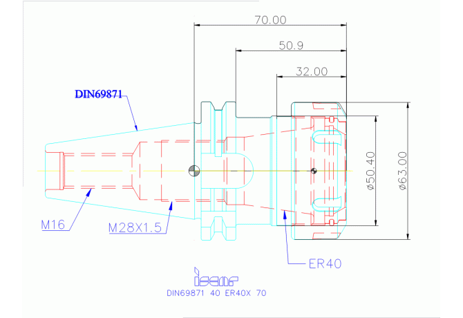 DIN69871 40 ER40X 70