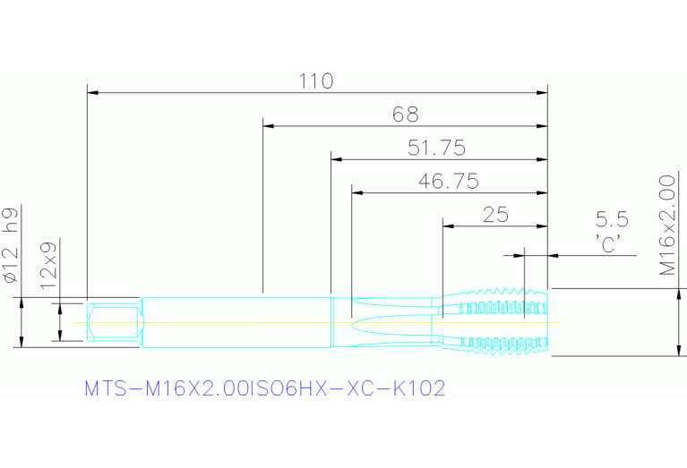 MTS-M16X2.00ISO6HX-XC-K102