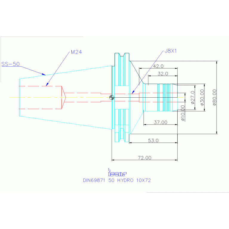 DIN69871 50 HYDRO 10X72