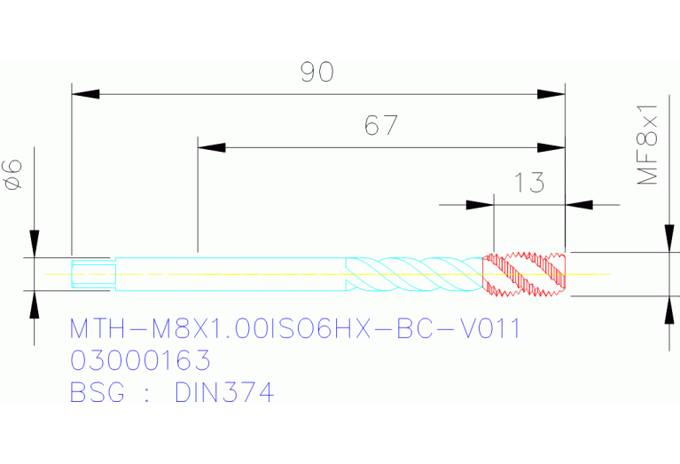 MTH-M8X1.00ISO6HX-BC-V011