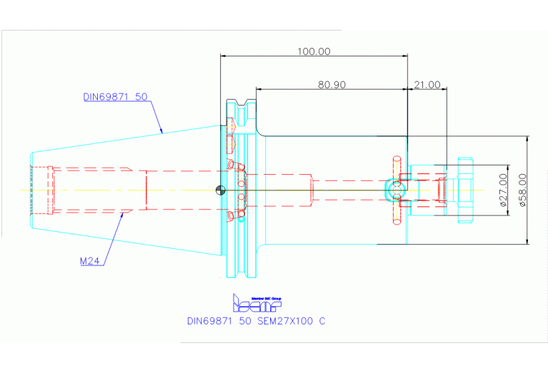 DIN69871 50 SEM27X100 C