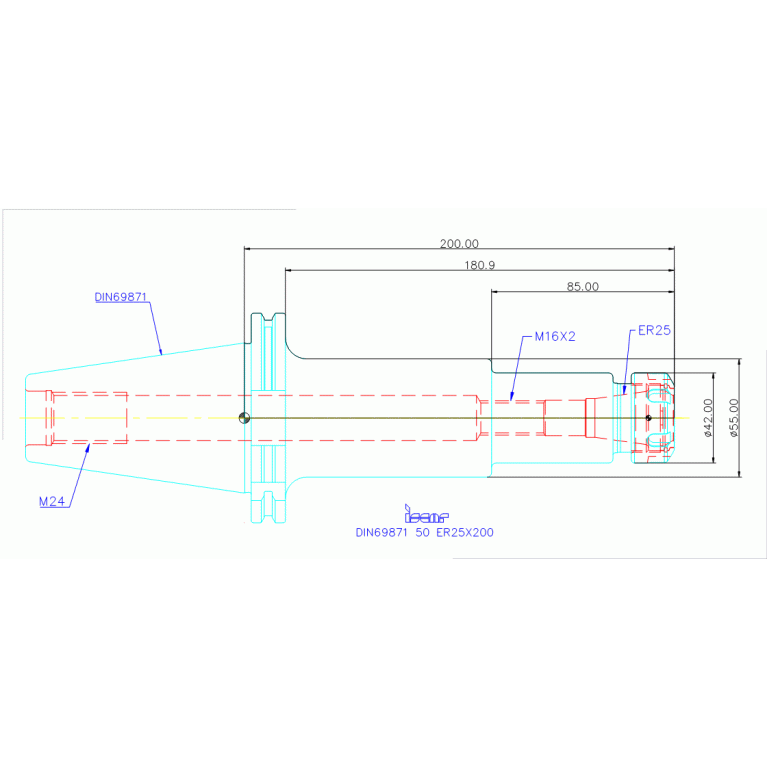 DIN69871 50 ER25X200