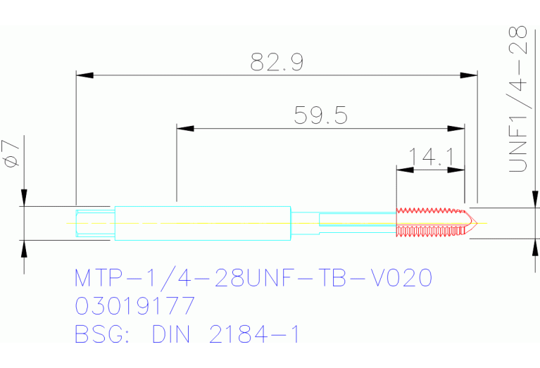 MTP-1/4-28UNF-TB-V020