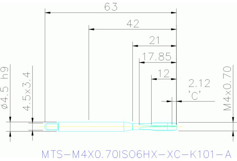 MTS-M4X0.70ISO6HX-XC-K101-A