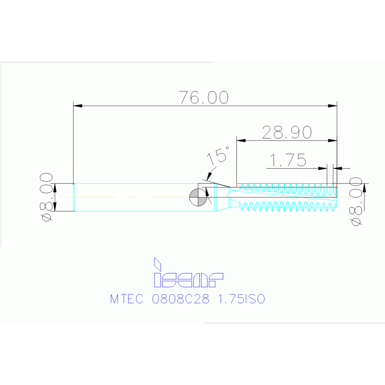 MTEC 0808C28 1.75ISO IC908