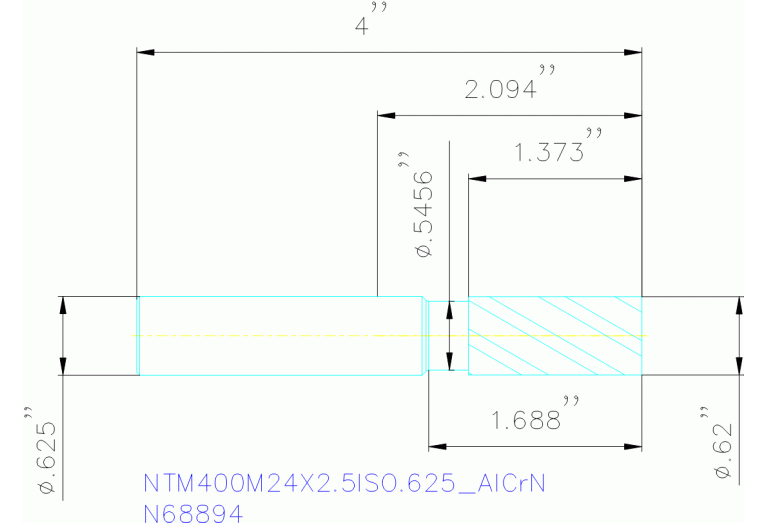 NTM400M24X2.5ISO.625 ALCRN