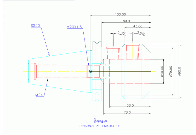 DIN69871 50 EM40X100E