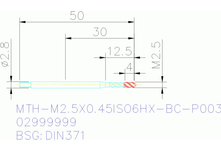 MTH-M2.5X0.45ISO6HX-BC-P003