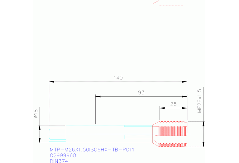 MTP-M26X1.50ISO6HX-TB-P011