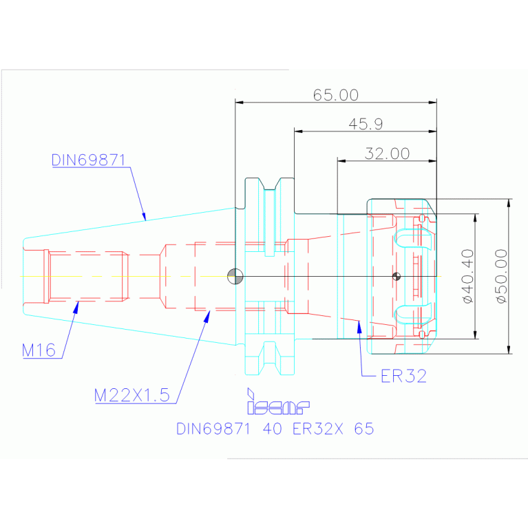 DIN69871 40 ER32X 65