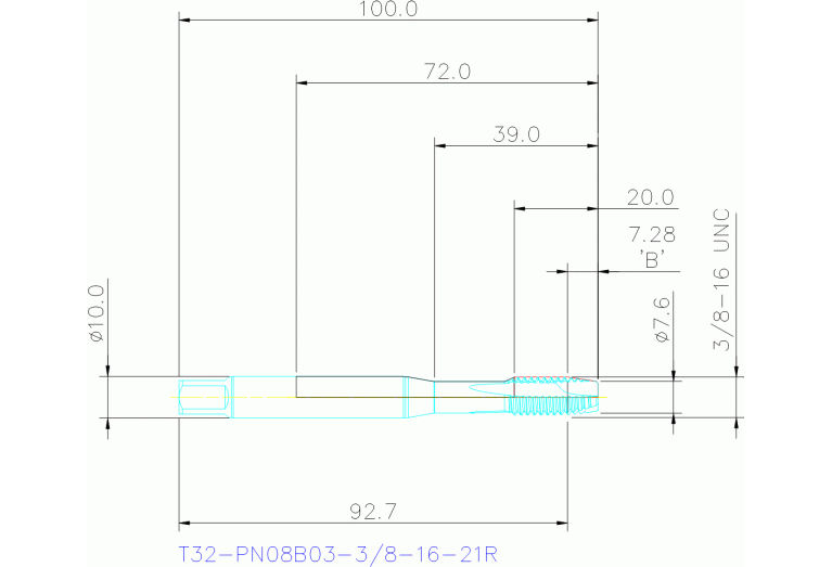 T32-PN08B03-3/8-16-21R