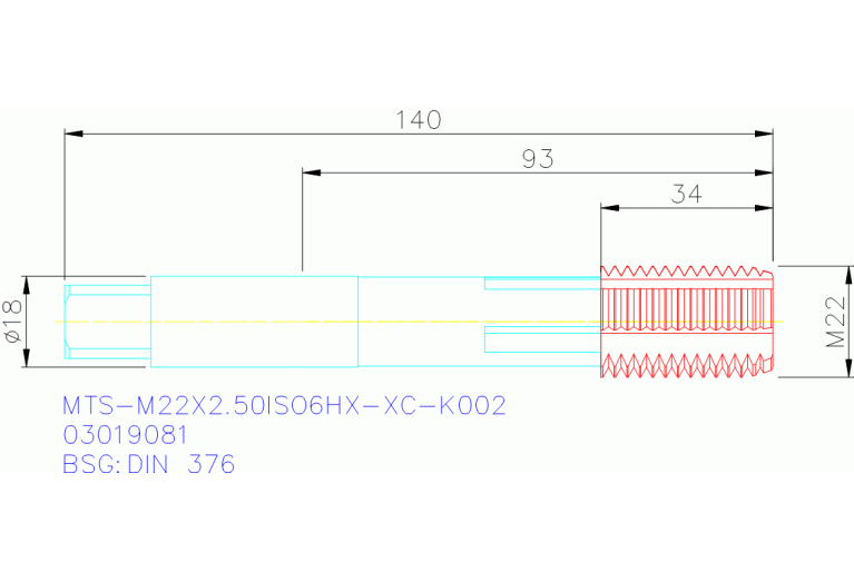 MTS-M22X2.50ISO6HX-XC-K002