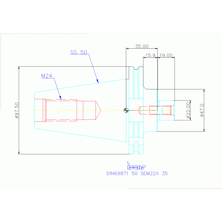DIN69871 50 SEM22X 35