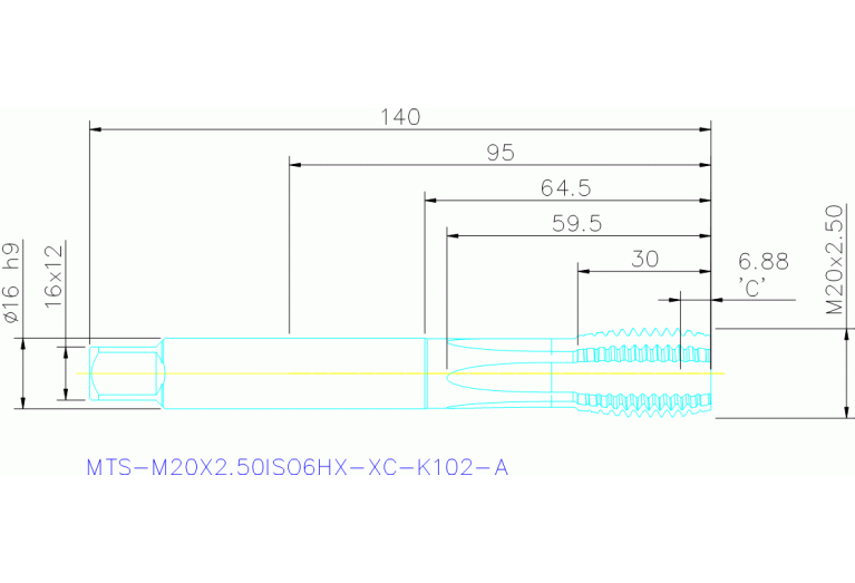 MTS-M20X2.50ISO6HX-XC-K102-A