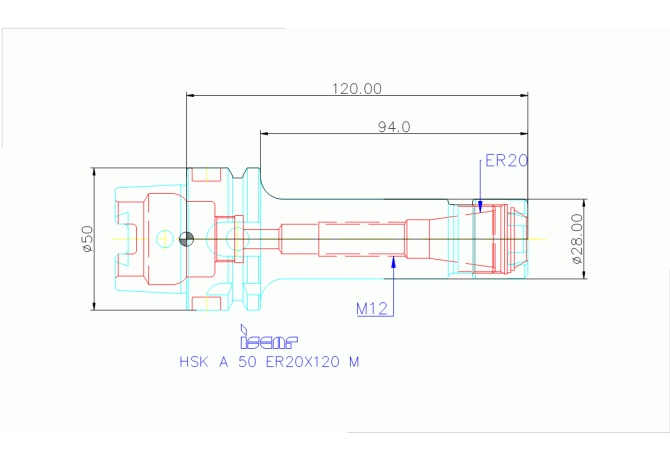 HSK A 50 ER20X120 M