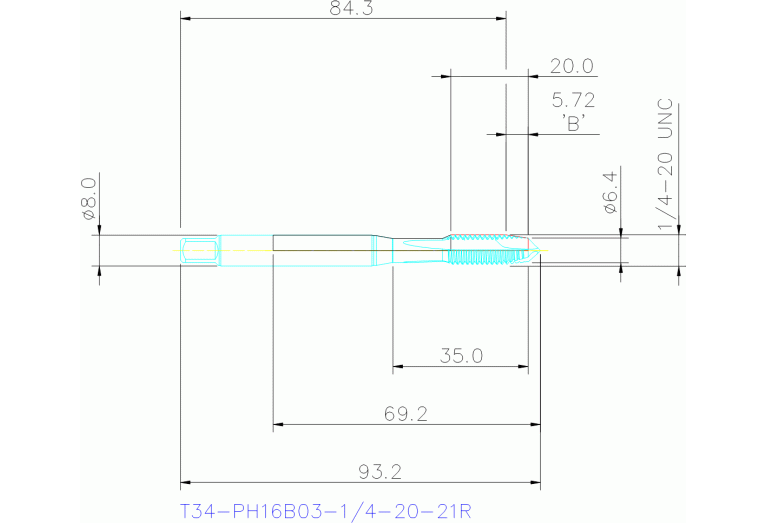 T34-PH16B03-1/4-20-21R