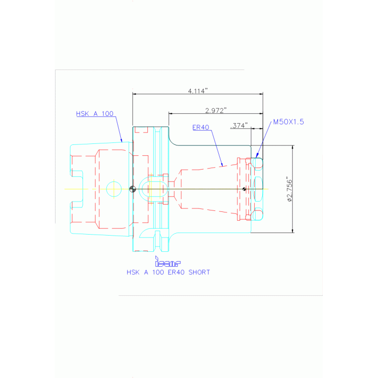 HSK A100 ER40 SHORT