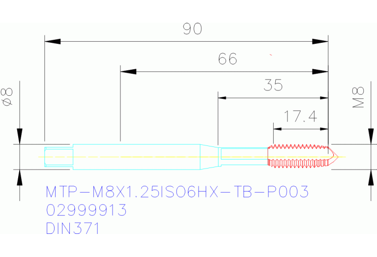MTP-M8X1.25ISO6HX-TB-P003