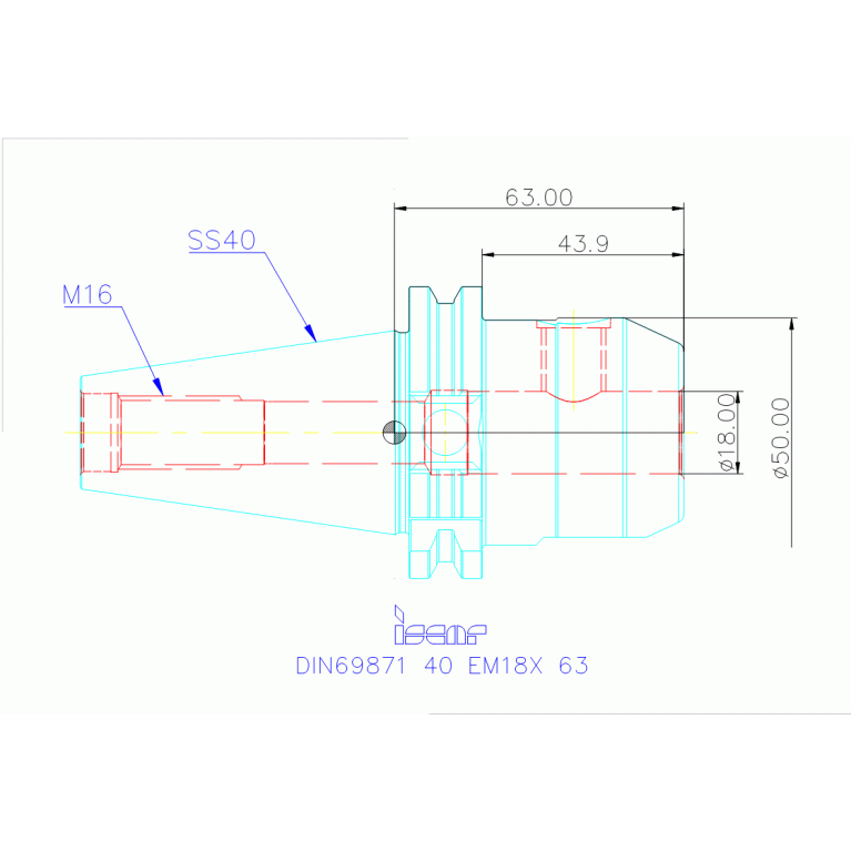 DIN69871 40 EM18X 63