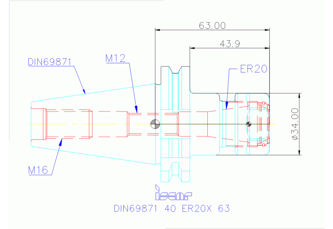 DIN69871 40 ER20X 63