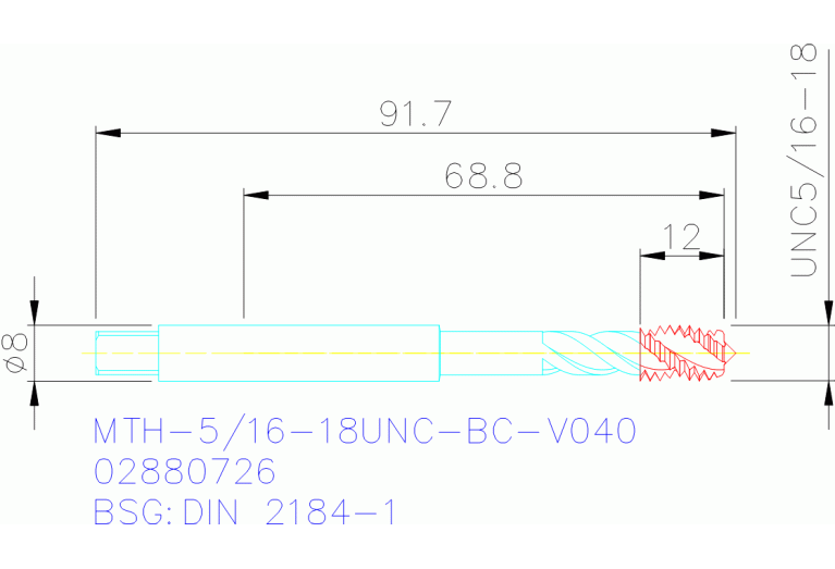 MTH-5/16-18UNC-BC-V040