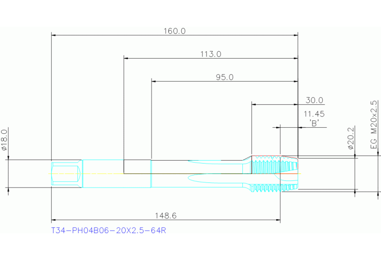 T34-PH04B06-20X2.5-64R