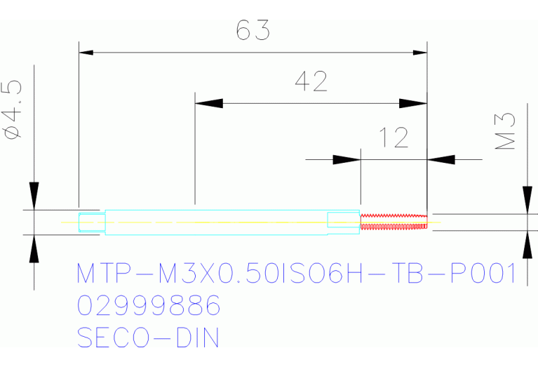 MTP-M3X0.50ISO6H-TB-P001
