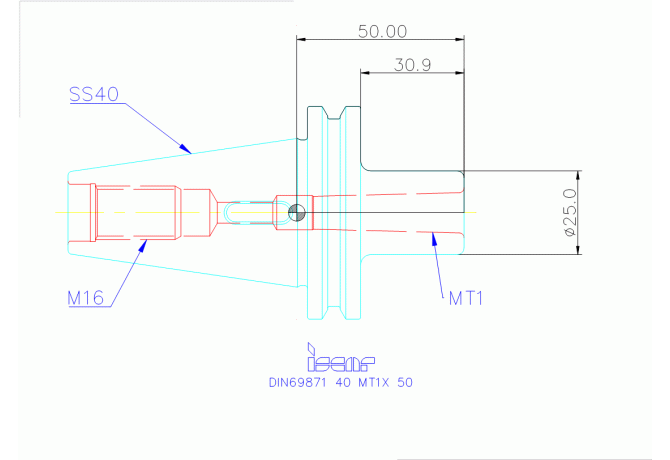 DIN69871 40 MT1X 50