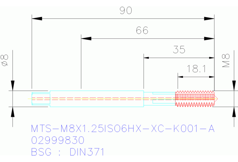 MTS-M8X1.25ISO6HX-XC-K001-A