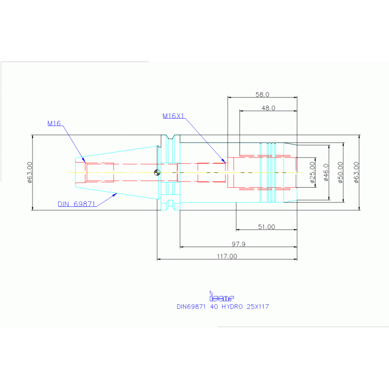 DIN69871 40 HYDRO 25X117