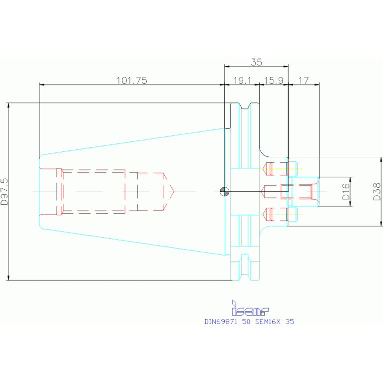 DIN69871 50 SEM16X35