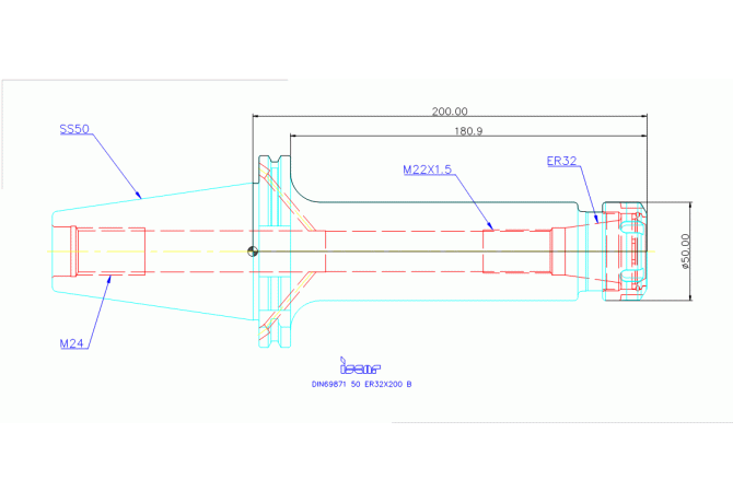 DIN69871 50 ER32X200 B
