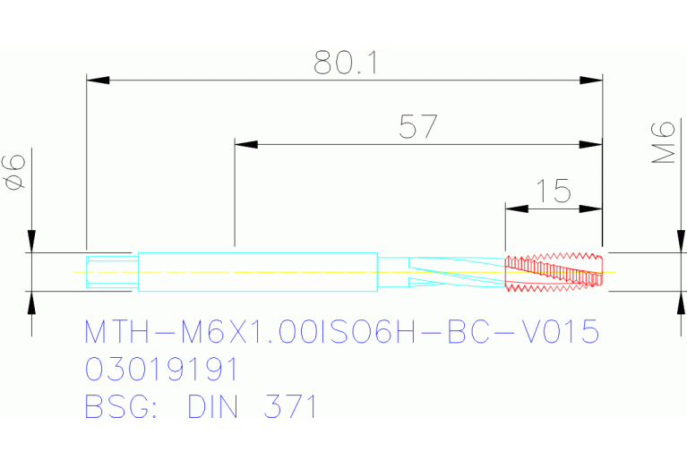 MTH-M6X1.00ISO6H-BC-V015