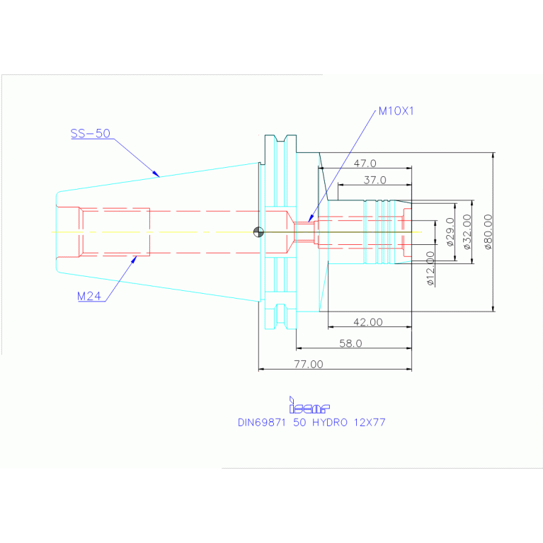 DIN69871 50 HYDRO 12X77