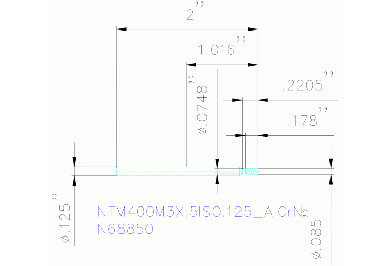 NTM400M3X.5ISO.125 ALCRN