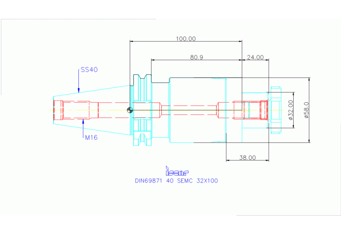 DIN69871 40 SEMC 32X100